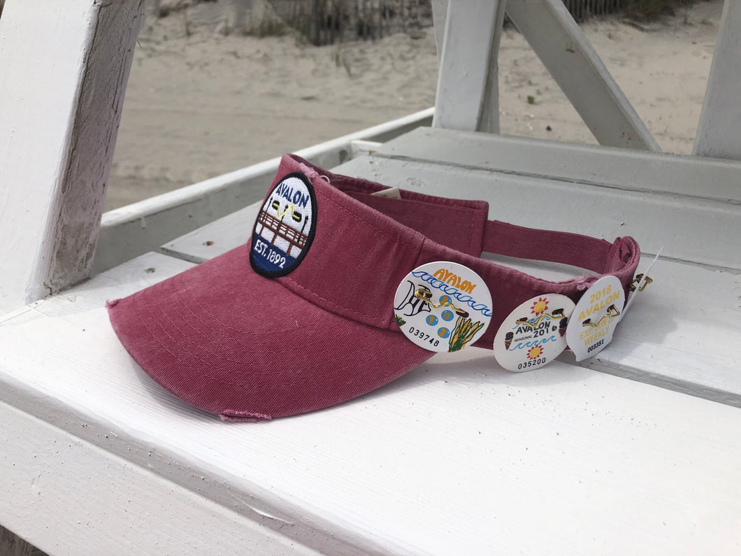 Retro Beach Tags/Badges Distressed Visors