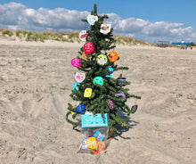 Load image into Gallery viewer, Upcycled Retro Beach Tag/Badge Christmas Tree Ornament Packs
