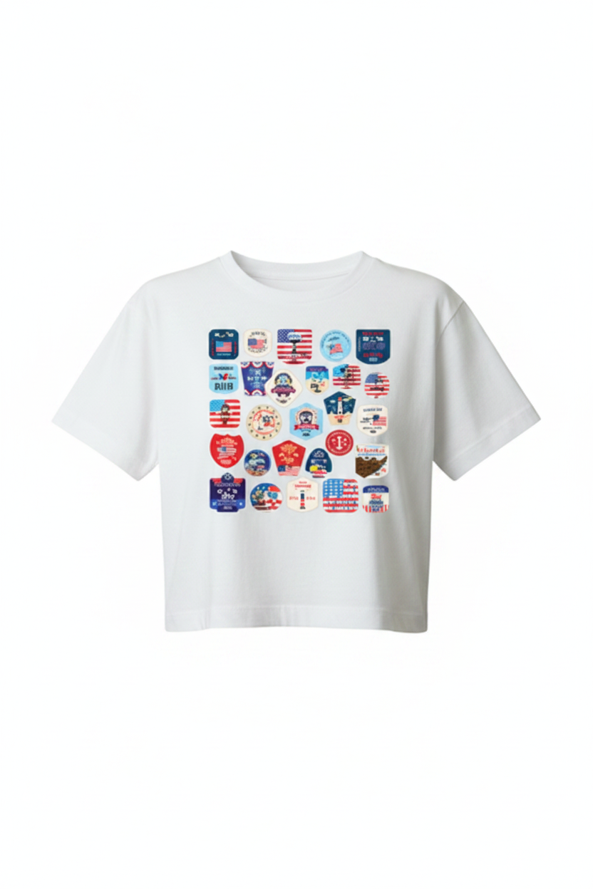 America's 250th Women's Crop Blue and White
