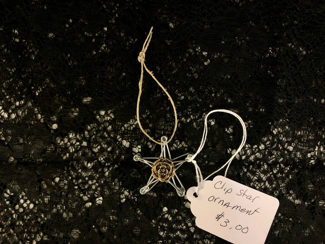 Clip Star Ornament with Gold Flower Center