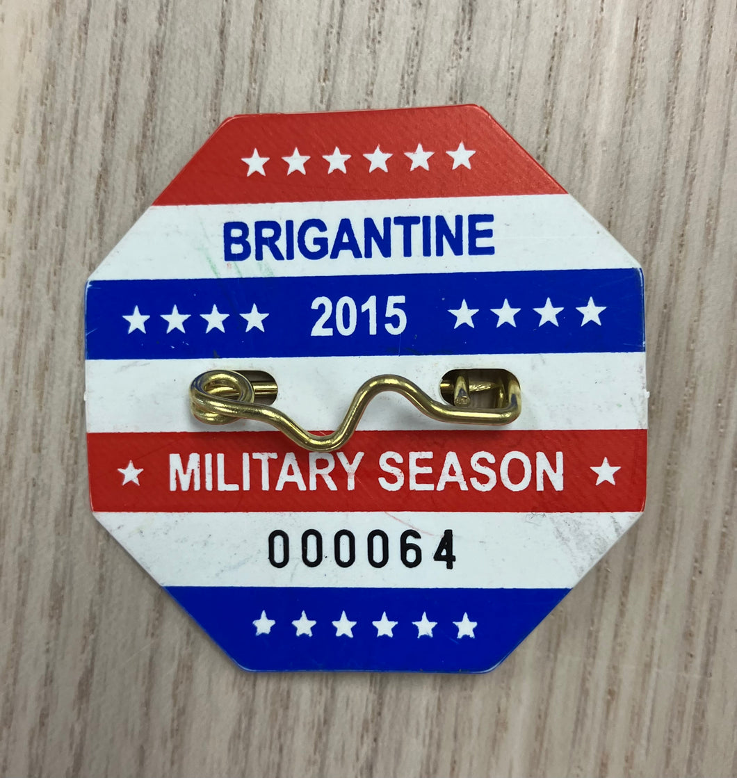 Brigantine 2015 Active Military/Veteran Seasonal Beach Tag