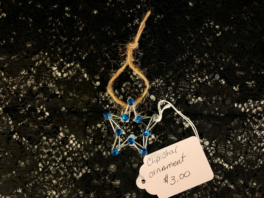 Clip Star Ornament with Blue Beads