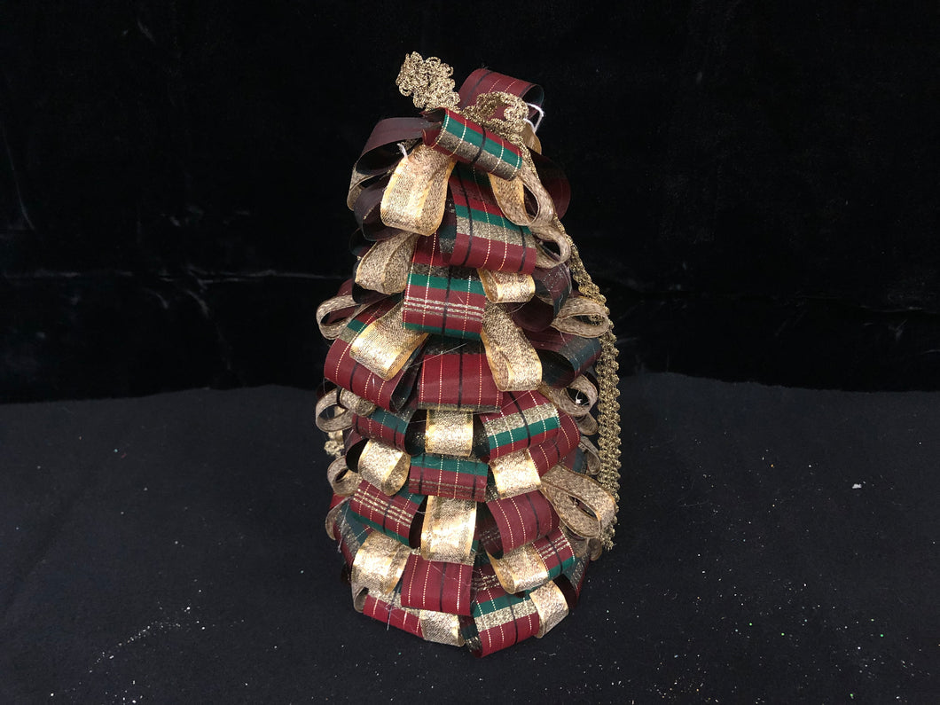 Tabletop Ribbon Tree - Red, Green, and Gold