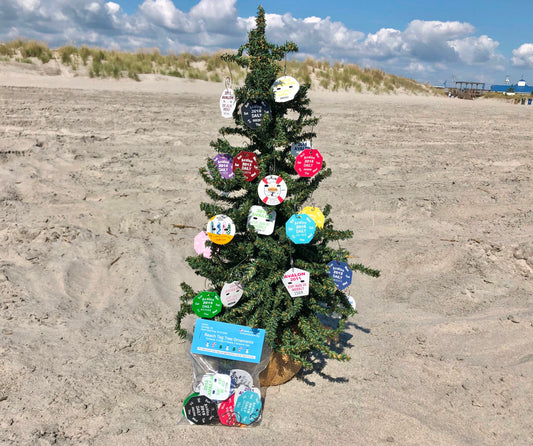 Upcycled Retro Beach Tag/Badge Christmas Tree Ornament Packs